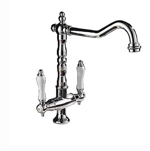 Kitchen Bathroom hot and Cold Water Faucet, 360 Degree Rotating Faucet Ceramic Double Handle wash Basin Faucet washbasin washbasin Modern Bathroom Sink Bathroom Faucet