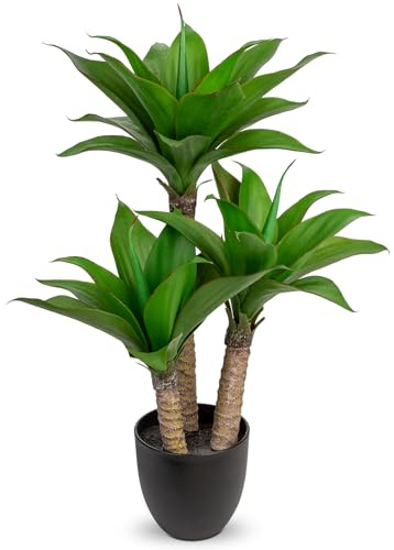 Hollyone 60 cm Artificial Agave Plant Artificial Plant Indoor Plants Fake Agave Artificial in Pot Green Plant for Table Decoration Office Home Bathroom Interior Decoration