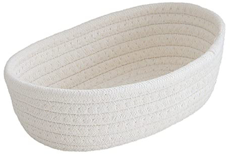 Aufbewahrungskorb Baumwollseil Geflochten Aufbewahrung Körbe Badezimmer Zubehör Geschenkkorb für Ostern Thanksgiving Weihnachten Oder Geburtstag Baumwolle für Deko Kinderzimmer (White, Groß)