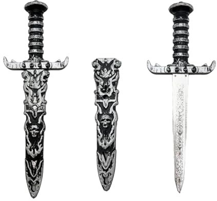 JINJUMEI 2 Pezzi Spada Giocattolo Pugnale Pirata, Spade di Plastica di Halloween, Coltello Finto Spada Pirata, Spada Finta Puntelli Oggetti di Scena Props Bomboniere per Feste Cosplay, Festa Pirata