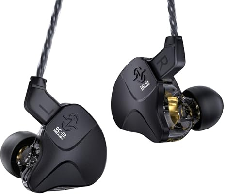CCZ DC03 in Ear Monitor Headphones, IEMs for Gaming, Deep Bass Sound Wired Earbuds, 1DD HiFi in Ear Headphones Noise Cancelling Ear buds, in Ears for Singers Musician Stage Drummer(Black, without Mic)