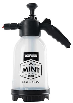Oxford Mint Bottle OX236 | Pressurised Dispenser with Snow Foaming & Water Sprayer Nozzles, White/Black, 2l