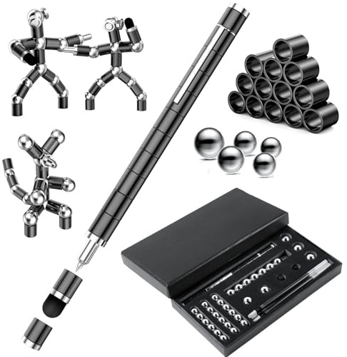 OSDUE Magnetiska pennor, kulspetspenna med presentförpackning rolig multifunktionell magnetisk antistress magnetisk penna kreativ present till män, kvinnor och tonåringar, svart