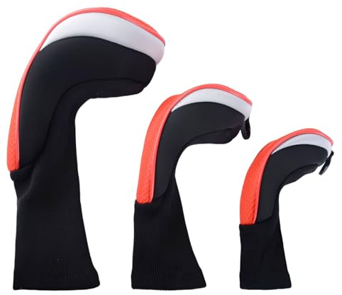 Golf Club Head Covers for Woods Long Cover Driver Hybrid Fairway, Headcovers with Interchangeable No. Tag Novelty Durable Fit Woods Clubs (Red)