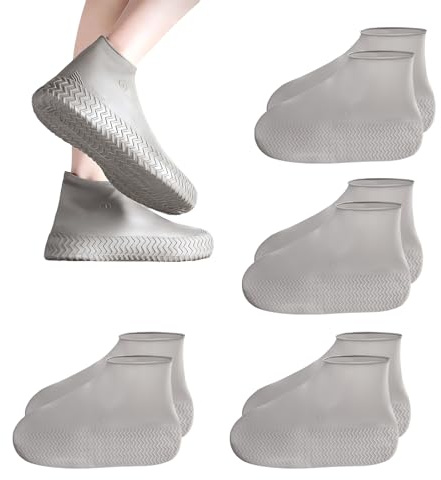 Rieoany Copriscarpe Impermeabili, 4 Paia Sovrascarpe Riutilizzabili, Copriscarpe Pioggia Antiscivolo per Esterni, Viaggi e Temporali