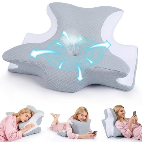 Tokidaring Reading Pillow for Bed Adult: Cuddle Cushion with Arms & Detachable Neck Roll, High Back Bed Rest Pillow for Reading, TV, Gaming & Relaxing