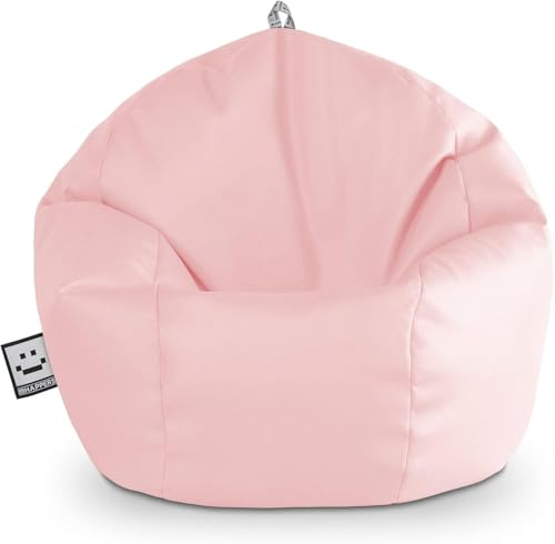HAPPERS Puff Pelota Infantil y Juvenil de Polipiel | Sillón Ligero y Cómodo para Niños | Fácil de Limpiar para Habitación o Zona de Juegos | 60x60x60 cm - Rosa