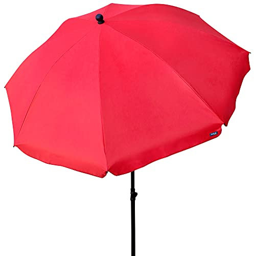 AKTIVE 85305 Gartenschirm mit UV30-Schutz, flexibler Hals, höhenverstellbar 28-32 mm, Ø 240 cm, rot