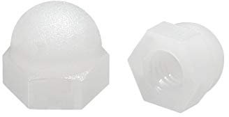 sourcing map M4 Écrou Borgne Hexagonal Dôme Tête Clous pour Vis Boulons Nylon Blanc 50 Pcs