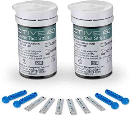 Glucosio nel sangue strisce di prova 50 e lancette 50 per Blood Sugar monitor kit per Exactive EQ Impulse solo