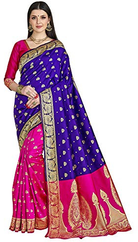 Glory Sarees Sari Banarasi Mezcla de Seda para Mujer, Talla única
