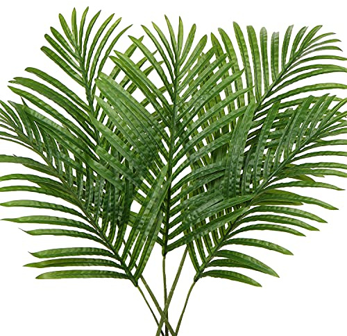 Briful 5PCS Artificial Plants Palm Leaves Decorative Faux Large Tropical Palm Leaf Fake Leaves Stems for Jungle Party Decorations Flower Arrangement Home Decor
