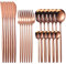 Cutlery Set, Home Safety 24-Piece Rose Gold Spoons Knife and Fork Set, Mirror Polished Cutlery Set for 6 People, Includes Steak Knives, Dinner Forks, Tablespoons, Teaspoon, Dishwasher Safe, Gift Box