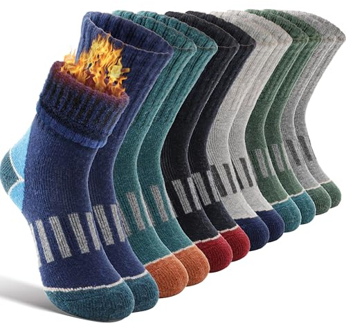 EBMORE Kids Merino Wool Hiking Socks Boys Toddlers Girls Winter Thermal Thick Warm Boot Cushion Ski Snow Gift Socks Stocking Fillers 6 Pairs (Color matching, 4-7 Years)