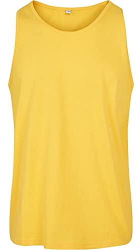 Build Your Brand Herren Basic Tank Top – Sportliches ärmelloses T-Shirt aus Baumwolle mit Rundhals für Training Gym Fitness Sommer und Casual Streetwear,Taxi Yellow,M