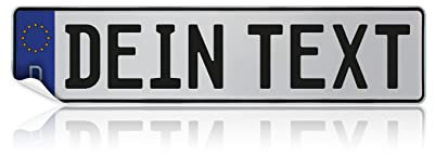 Finest Folia Pegatina Personalizada de matrícula con Texto a Elegir, Adhesivo Decorativo para matrícula, Fabricado en Vinilo, Personalizable para Coche, Moto, camión, Remolque (460 x 110 mm)