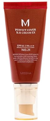 MISSHA M Perfect Cover BB Cream SPF42 PA+++ 50ml #25 Warm Beige – Mittlere bis hohe Abdeckung, Feuchtigkeit, Sonnenschutz, natürliches Finish, strahlende Haut