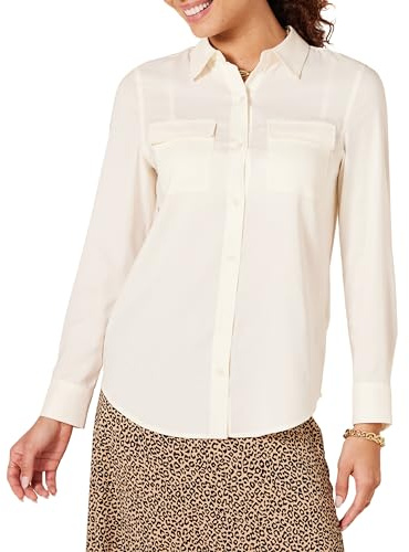 Amazon Essentials Camicia con Tasche a Maniche Lunghe in Georgette dalla vestibilità Comoda Donna
