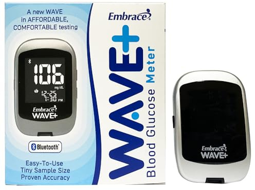 Embrace WAVE+ Bluetooth Blood Glucose Meter Only | Health2Sync App | iOS & Android Compatible