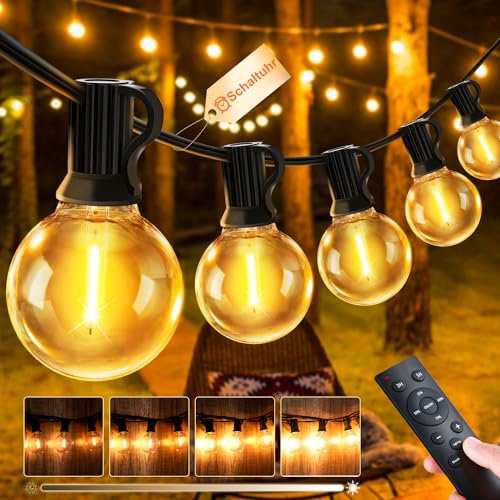 JEYMORKEY Catena Luci da Esterno Giardino - G40 100Ft 30M LED Lampadine Esterno Filo IP44 Lucine da Esterni Giardino 30 Metri Luce Catena Luminosa Gazebo Lampade per Terrazzo