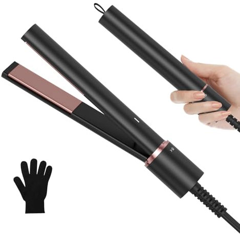 Mini Glätteisen, Reise Glätteisen, 2 in 1 Kleins Glätteisen für Kurze haare, Mini HaargläTter Mit Schneller Aufheizung, Ceramic Plates, Geeignet für kurzes Haar und Pony, Mini Hair Straightener