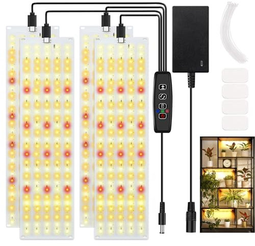 LED Horticole 540 LEDs - 4 Pièces Lampe de Croissance Avec Minuterie 3/9/12 Heures - Spectre Complet Pour Plante Interieur, Floraison et Semis