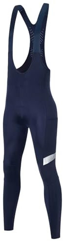 Santic Pantalones de ciclismo para hombre, alta elasticidad, acolchados, con bolsillo lateral, azul marino, M