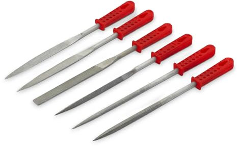 6-Piece Needle File Set – Precision High Carbon Steel Files with Plastic Handles for Metalworking, Woodworking, and DIY Projects