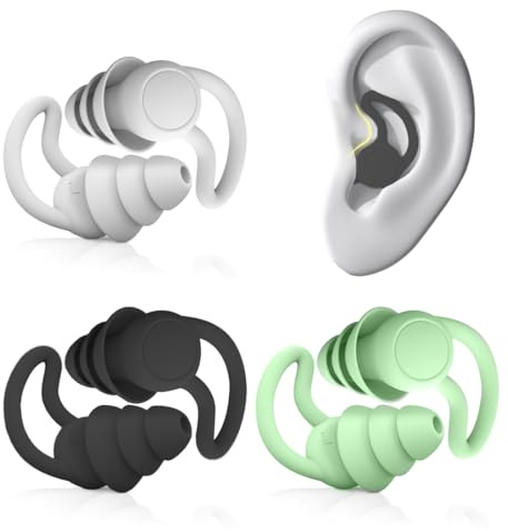KQOZG 3 Paires Bouchons d'Oreilles Réutilisables en Silicone Doux et Étanches pour Adultes - Protection Auditive pour Piscine, Natation, Douche, Surf, Plongée et Autres Sports Aquatiques