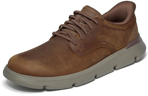 Skechers Men's Garza Duran Slip-in Trainers, Dark Brown Leather/Synthetic, 9.5 UK