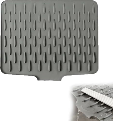 Silicone Dish Drying Mat, No-Spill Silicone Worktop Saver – Heat-Resistant & Non-Slip Mat for Drip-Free Drying, Folding Draining Board Mat for Kitchen Counter, Sink, Table, Refrigerator