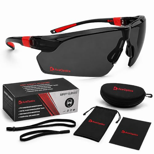 Säkerhetsglasögonpaket för män och kvinnor – ANSI Z87, Anti-Fog ClearShield-linser – fotograferingsglasögon, rem, fodral, tyg och påse