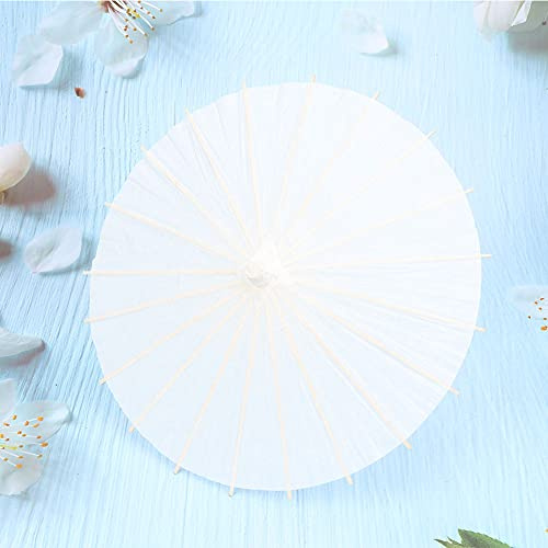 Aumotop Klassiskt Vitt Papper Paraply Parasoll med Utsökt Hantverk för Bröllopsinredning och Fotografi Rekvisita - 1 Enhet (Diameter ca 85,5 cm)