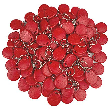 FST (100er Pack) EM 125KHz EM4100 Schlüsselanhänger RFID-Zugangskontrollkarten Nähe TK4100 Schlüsselanhänger Smart ID Keycard (Red)