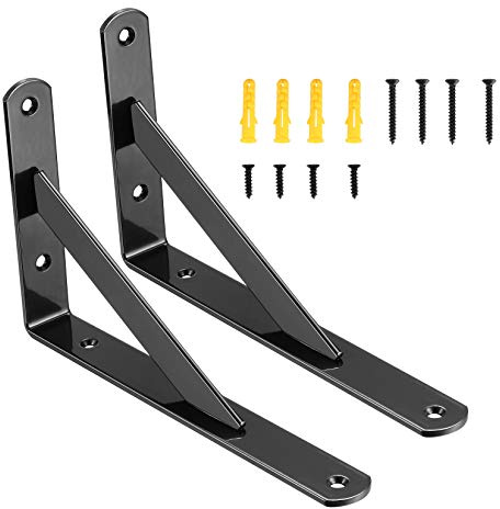 2 Pcs Thickened 200×120mm Triangle Wall‑Mount Shelf Brackets | Heavy‑duty 90‑degree shelf supports, perfect for floating shelf fitting for household storage and decoration