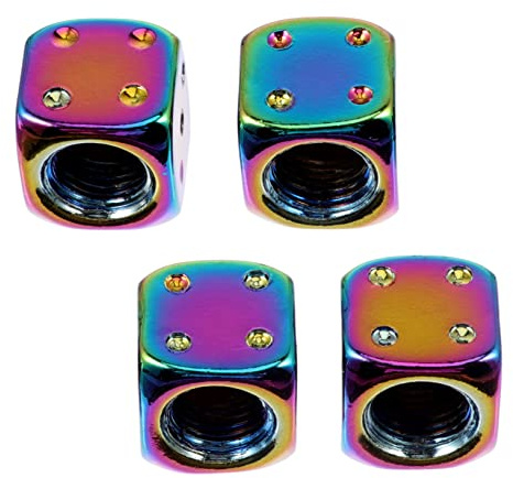 VOSAREA Auto Reifen Luft Ventil Kappen Auto Rad Reifen Vorbauten Abdeckung Würfel Form Aluminium Legierung Kappen für Autos SUV LKW Motorräder Zubehör 4 Pcs Bunte