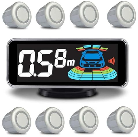 ELSNU Backup Parktronic System Car Auto Vehicle Reverse with 8 Parking Sensors kit Distance Detection LCD Distance Display Sound Warning …