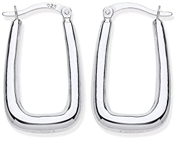 Sterling Silver Oval Creole Hoop Earrings - 26mm