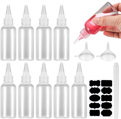 Gaomoeny 10 Pcs Small Squeeze Bottle(5 Pcs100ml+5 Pcs 60ml), Plastic Squeeze Condiment Bottles, Squeeze Liquid Dropper Dispensing Bottles Containers for Sauce Lotion, with Funnels, Labels, Pen