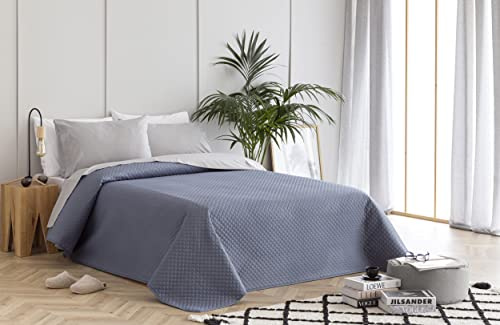 Todocama Underzy Couvre-lit boutis Fin avec Motif Losanges pour Printemps, été, Automne et Hiver. 100% Microfibre Extra Douce. Couvre-lit Multifonction pour lit de 80/90-180X260cm, Gris Foncé