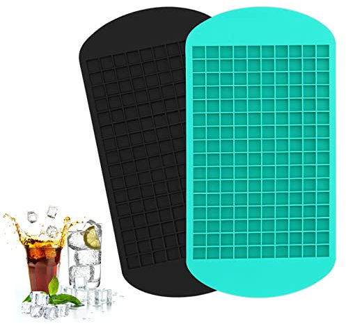 MXTIMWAN | Bac à Glaçons en Silicone - 160 Blocs Glaçons - Bacs à Glaçons Carrés pour 160 Mini-Glaçons, Gelée, Lait, Jus Cocktails, Whisky, 2PCS