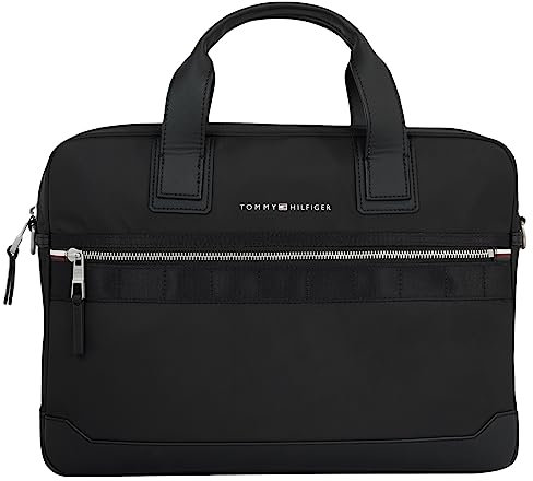 Tommy Hilfiger Herren TH Elevated Nylon Computer Bag AM0AM11574 Laptoptasche, Schwarz (Black)
