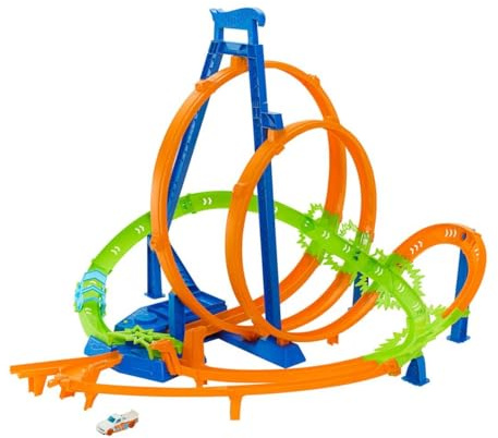 Hot Wheels Track Set, Epic Crash Dash with 5 Crash Zones, Motorized Booster and 1 Hot Wheels 1:64 Scale Toy Car, Easy Storage, HNL97