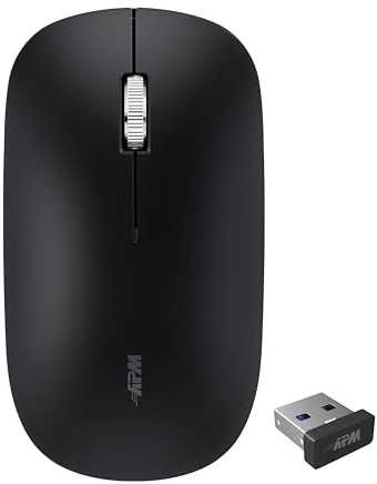 apm Sora Souris Slim sans-Fil, 2.4 GHz, Silencieuse, Récepteur USB, Ambidextre, Plate, 1200 DPI, Pile Incluse, Compatible avec PC Mac Ordinateur Portable, 571171