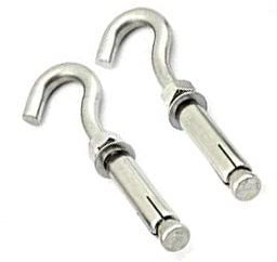 M10 Gancho de pared de hormigón, anclaje de metal, 10x45mm tornillo de gancho con pasador de hormigón expandible de 12mm y tuerca hexagonal, fijación de gancho abierto para materiales sólidos (4 pcs)