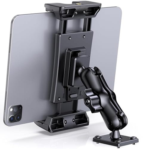 XWXELEC Bohrbasis Tablet Halterung Auto, Ipad Halterung Auto, LKW/Geschäftsfahrzeuge Armaturenbrett Universal, 360° Drehbare Verstellbare, für 7-12,9 Tablet-Halter (12.9 Zoll)