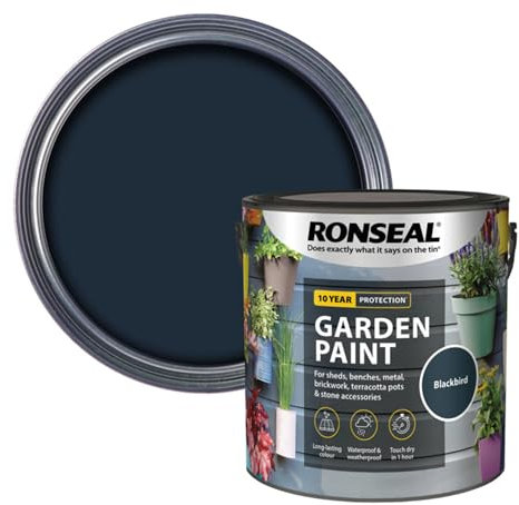 SAVING HUB 2.5L Garden Paint - Exterior Wood Tins - Garden Furniture Colors Paints Outdoors - Benches, Metal, Brickwork, Plants Pots Paint - Fade Resistant (Blackbird)
