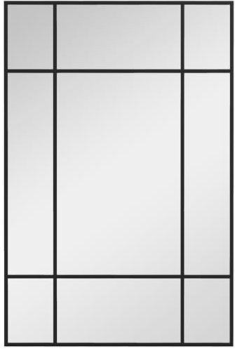 HOMCOM Espejo Rectangular de Pared 90x60 cm con Marco de Metal Espejo Decorativo para Salón Dormitorio Entrada Negro