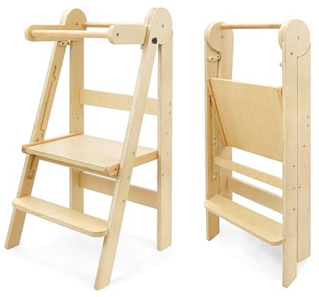 509 Lofty - Tour d'apprentissage pliable - Aide à la cuisine pour enfants - Montessori - Marchepied - Pliable - Pratique pour le rangement - Planche debout réglable 3 hauteurs
