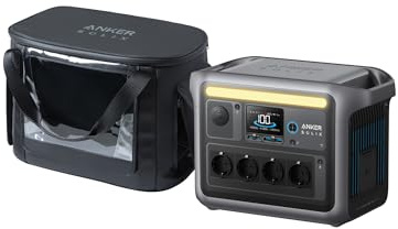Anker SOLIX C1000 tragbare Powerstation mit wasserfester Tragetasche, 1800W Solargenerator, 1056Wh LFP (LiFePO4) Akku, 4 AC-Steckdosen